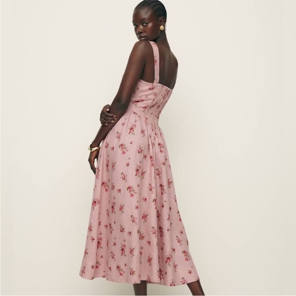 🌸REFORMATION BALIA🌸 Pink Floral Linen Dress size 12. Worn once, like new! - Picture 5 of 9